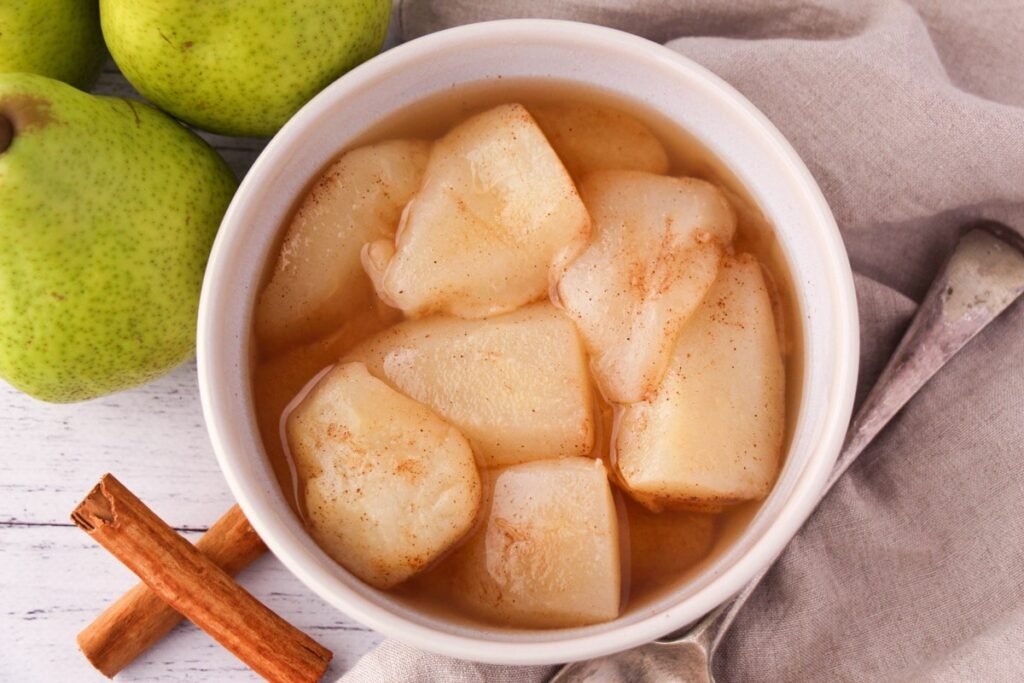 Stewed pears served as a guilt-free dessert, a sweet option for healthy recipes for kids and healthy New Year’s dinner ideas