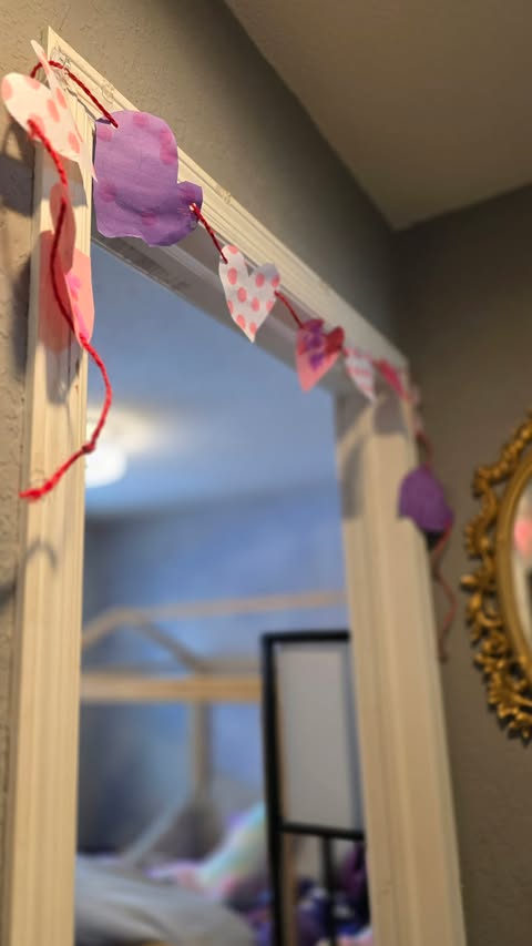 Hanging up the Valentine's day banner