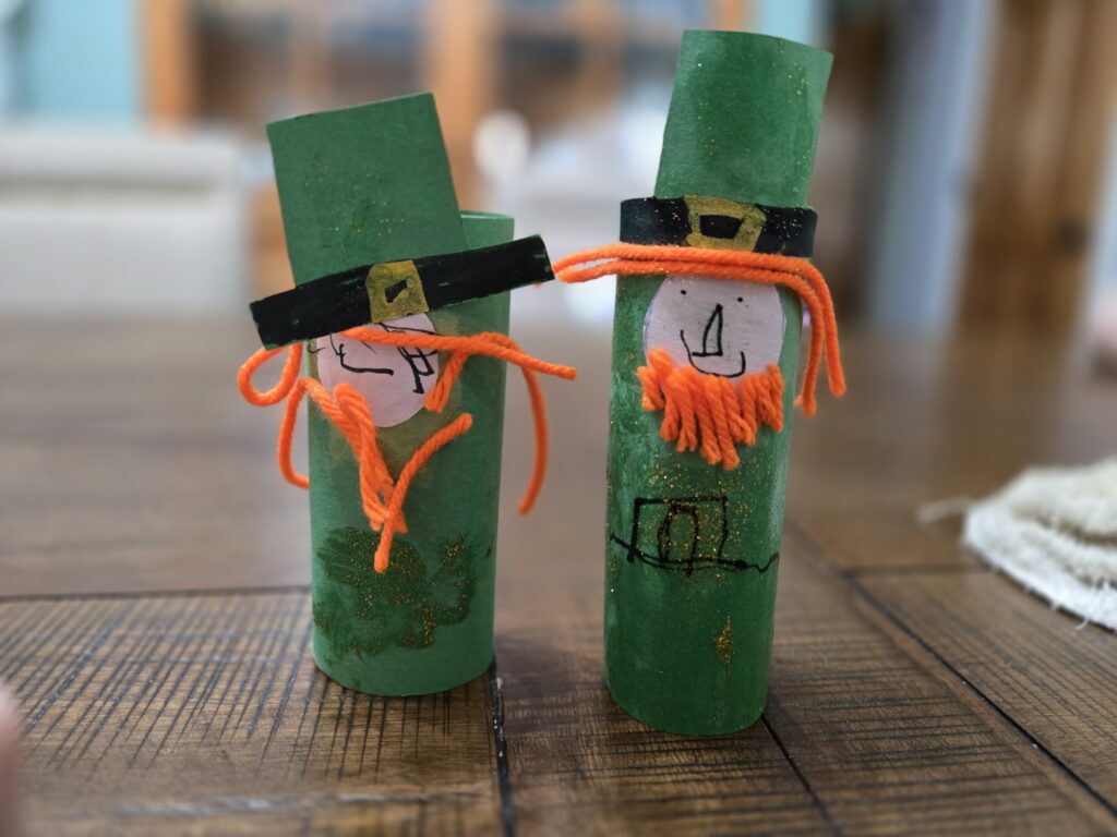 Finished St. Patrick's Day Paper Roll Leprechaun Craft