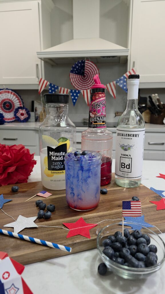 Picture of one of the completed 4th of July cocktails