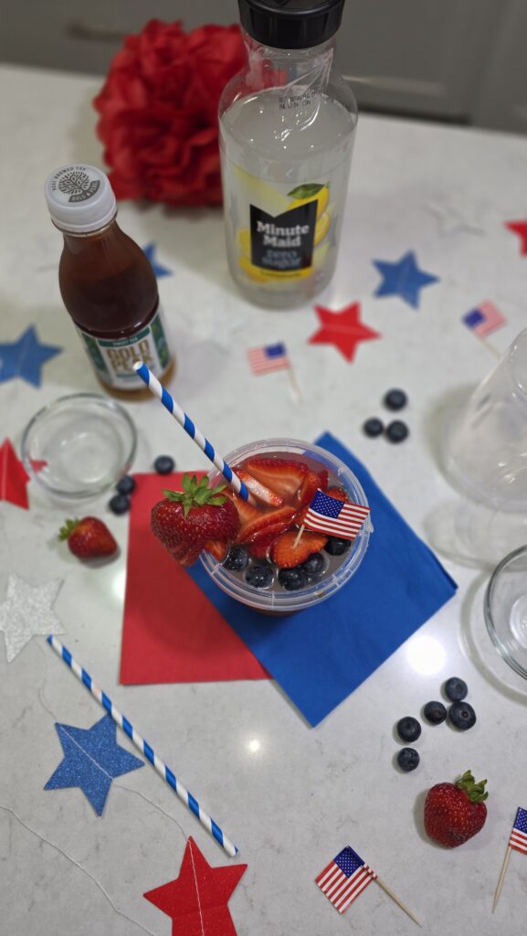 Finished photo of the Liber-tea drink, garnished