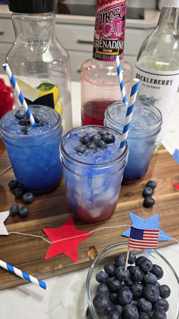 Picture of three Red, white and Blue Cocktails