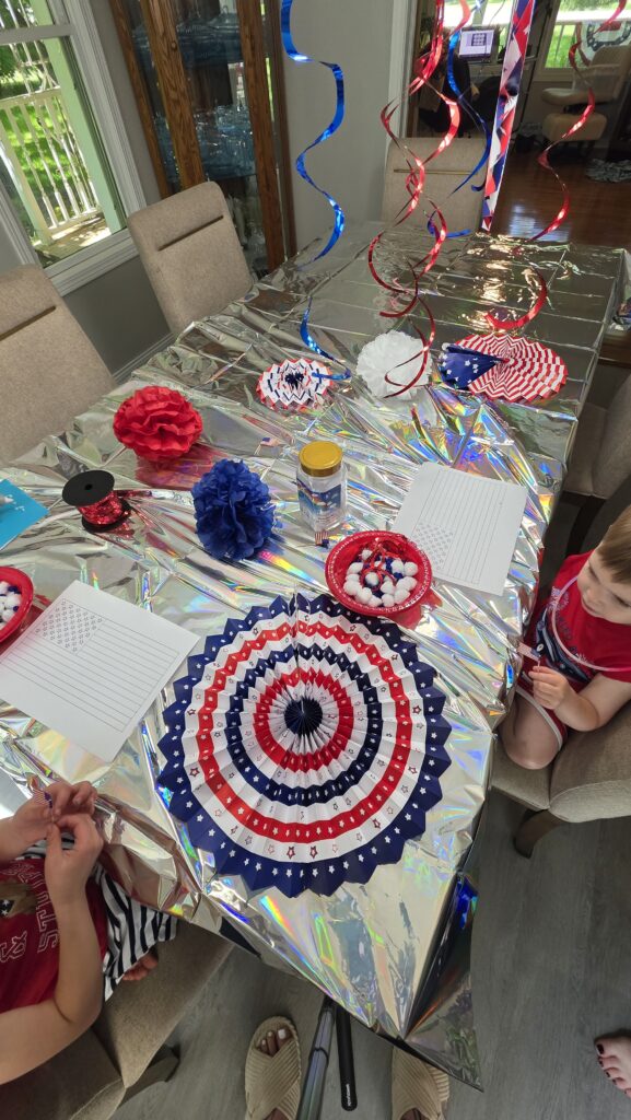 the children sitting down at the table ready to start the craft