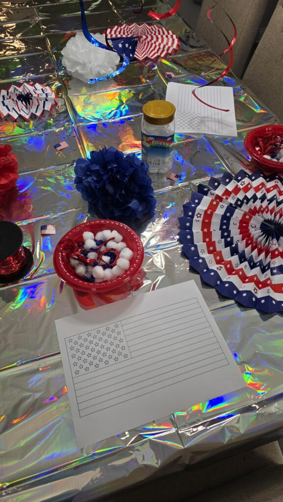 Table set up for the craft