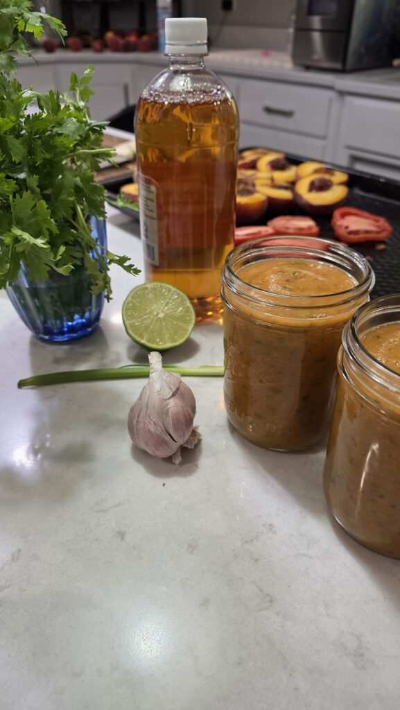 Traeger smoked peach salsa completed recipe