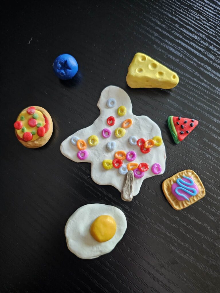 completed polymer clay food magnets