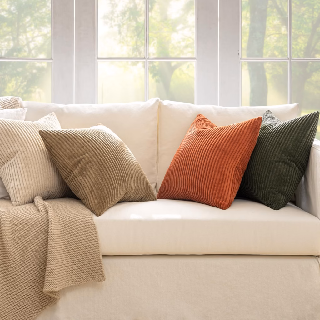 Fall colored corduroy pillowcases